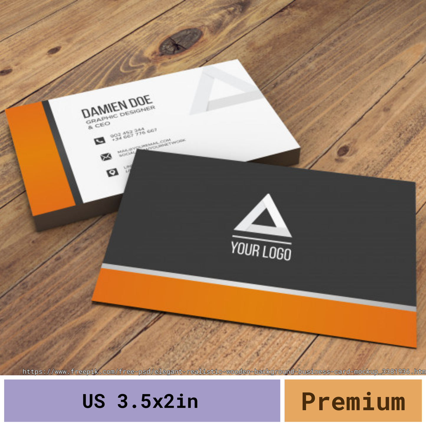 Business Cards - US 3.5x2in Full Color (Premium)