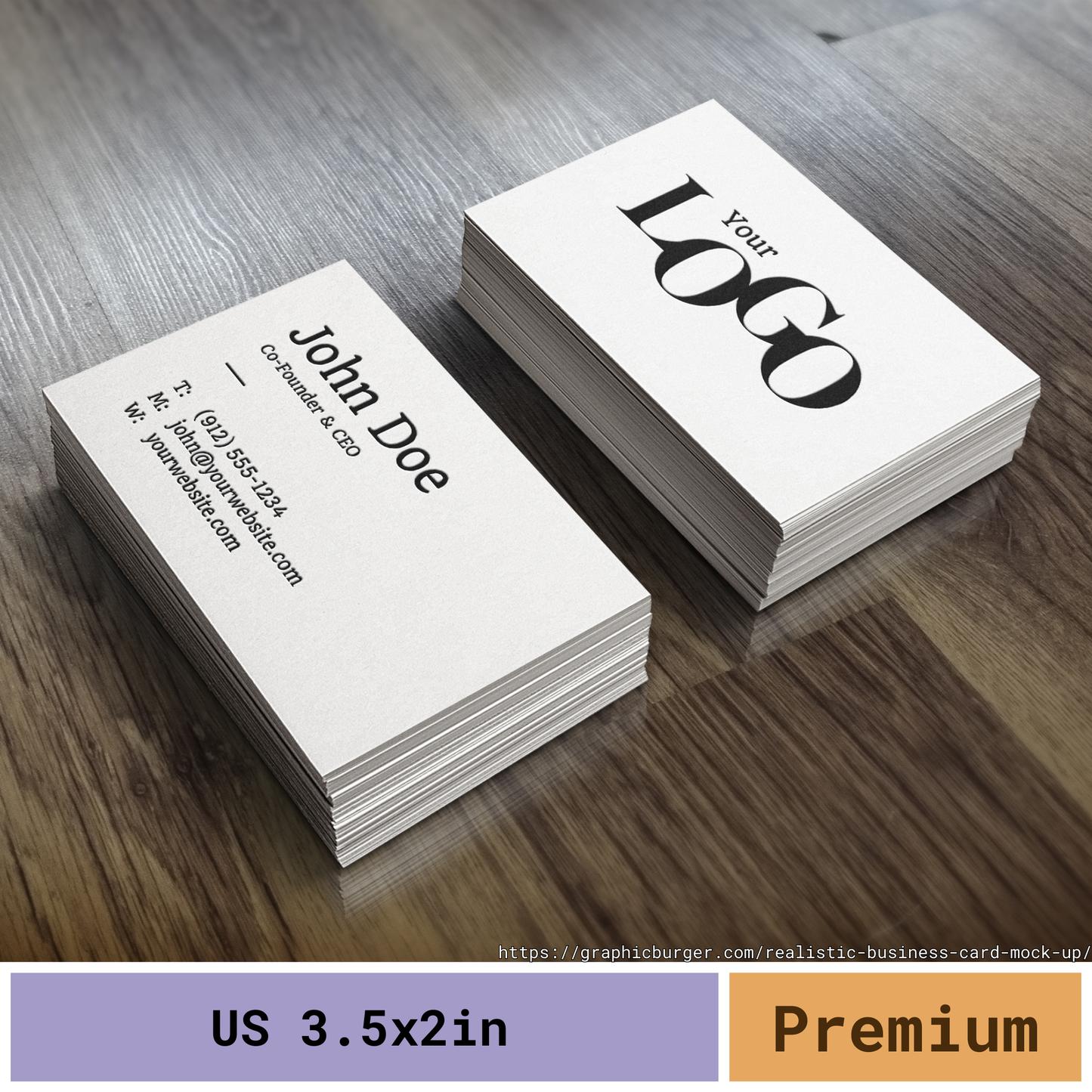 Business Cards - US 3.5x2in Black&White (Premium)